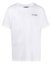 weißes bedrucktes T-Shirt mit einem Rundhalsausschnitt von Amiri