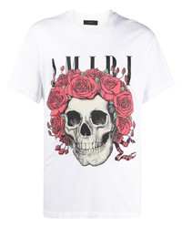 weißes bedrucktes T-Shirt mit einem Rundhalsausschnitt von Amiri