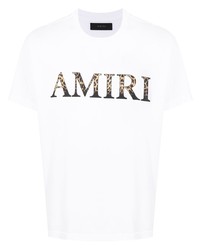 weißes bedrucktes T-Shirt mit einem Rundhalsausschnitt von Amiri