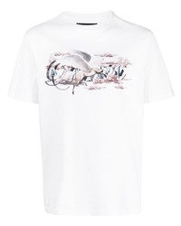 weißes bedrucktes T-Shirt mit einem Rundhalsausschnitt von Amiri