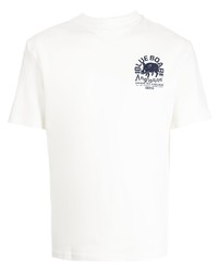 weißes bedrucktes T-Shirt mit einem Rundhalsausschnitt von Anglozine