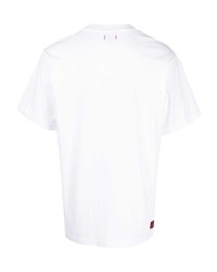 weißes bedrucktes T-Shirt mit einem Rundhalsausschnitt von Clot