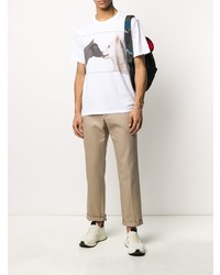 weißes bedrucktes T-Shirt mit einem Rundhalsausschnitt von Benetton
