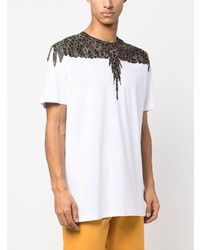 weißes bedrucktes T-Shirt mit einem Rundhalsausschnitt von Marcelo Burlon County of Milan