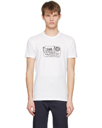 weißes bedrucktes T-Shirt mit einem Rundhalsausschnitt von Anna Sui