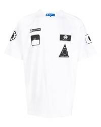 weißes bedrucktes T-Shirt mit einem Rundhalsausschnitt von Anrealage