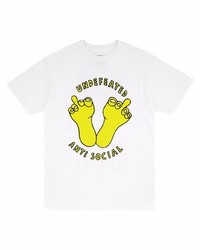 weißes bedrucktes T-Shirt mit einem Rundhalsausschnitt von Anti Social Social Club