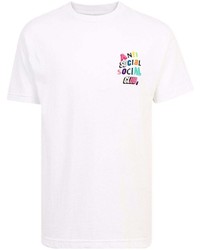 weißes bedrucktes T-Shirt mit einem Rundhalsausschnitt von Anti Social Social Club