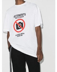 weißes bedrucktes T-Shirt mit einem Rundhalsausschnitt von Vetements