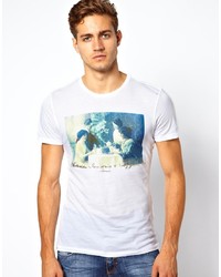 weißes bedrucktes T-Shirt mit einem Rundhalsausschnitt von Antony Morato