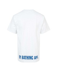 weißes bedrucktes T-Shirt mit einem Rundhalsausschnitt von A Bathing Ape