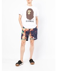 weißes bedrucktes T-Shirt mit einem Rundhalsausschnitt von A Bathing Ape