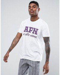 weißes bedrucktes T-Shirt mit einem Rundhalsausschnitt von APN