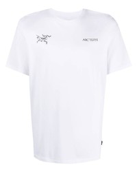 weißes bedrucktes T-Shirt mit einem Rundhalsausschnitt von Arc'teryx