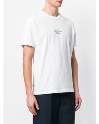 weißes bedrucktes T-Shirt mit einem Rundhalsausschnitt von Stone Island