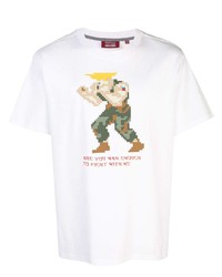 weißes bedrucktes T-Shirt mit einem Rundhalsausschnitt von Mostly Heard Rarely Seen 8-Bit