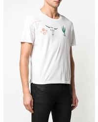 weißes bedrucktes T-Shirt mit einem Rundhalsausschnitt von Saint Laurent