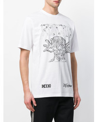 weißes bedrucktes T-Shirt mit einem Rundhalsausschnitt von Ktz