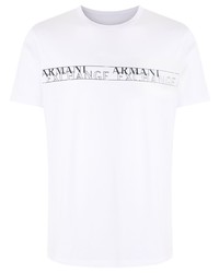 weißes bedrucktes T-Shirt mit einem Rundhalsausschnitt von Armani Exchange