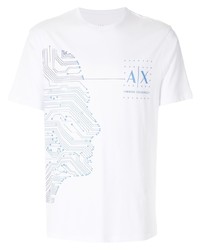 weißes bedrucktes T-Shirt mit einem Rundhalsausschnitt von Armani Exchange