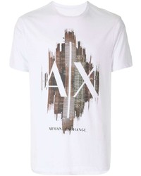 weißes bedrucktes T-Shirt mit einem Rundhalsausschnitt von Armani Exchange