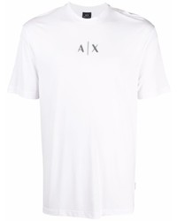 weißes bedrucktes T-Shirt mit einem Rundhalsausschnitt von Armani Exchange