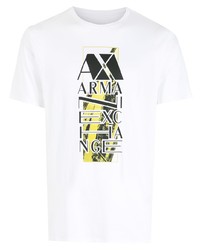 weißes bedrucktes T-Shirt mit einem Rundhalsausschnitt von Armani Exchange