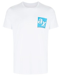 weißes bedrucktes T-Shirt mit einem Rundhalsausschnitt von Armani Exchange