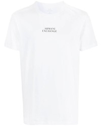 weißes bedrucktes T-Shirt mit einem Rundhalsausschnitt von Armani Exchange