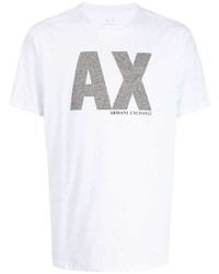 weißes bedrucktes T-Shirt mit einem Rundhalsausschnitt von Armani Exchange