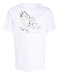 weißes bedrucktes T-Shirt mit einem Rundhalsausschnitt von Armani Exchange