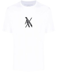 weißes bedrucktes T-Shirt mit einem Rundhalsausschnitt von Armani Exchange