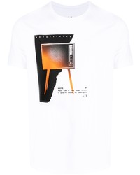 weißes bedrucktes T-Shirt mit einem Rundhalsausschnitt von Armani Exchange