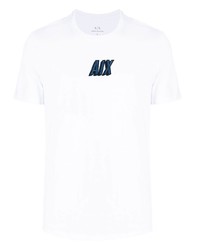 weißes bedrucktes T-Shirt mit einem Rundhalsausschnitt von Armani Exchange