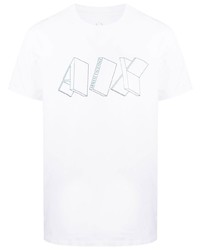 weißes bedrucktes T-Shirt mit einem Rundhalsausschnitt von Armani Exchange