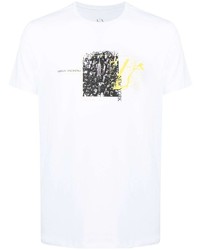 weißes bedrucktes T-Shirt mit einem Rundhalsausschnitt von Armani Exchange