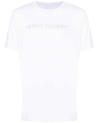 weißes bedrucktes T-Shirt mit einem Rundhalsausschnitt von Armani Exchange