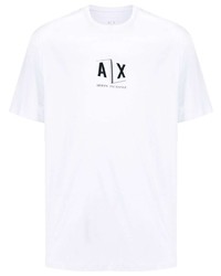 weißes bedrucktes T-Shirt mit einem Rundhalsausschnitt von Armani Exchange