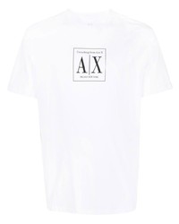 weißes bedrucktes T-Shirt mit einem Rundhalsausschnitt von Armani Exchange