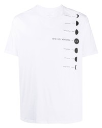 weißes bedrucktes T-Shirt mit einem Rundhalsausschnitt von Armani Exchange