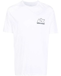 weißes bedrucktes T-Shirt mit einem Rundhalsausschnitt von Armani Exchange