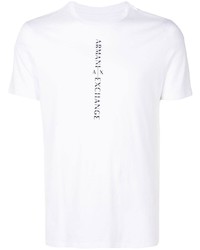 weißes bedrucktes T-Shirt mit einem Rundhalsausschnitt von Armani Exchange