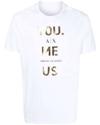 weißes bedrucktes T-Shirt mit einem Rundhalsausschnitt von Armani Exchange