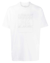 weißes bedrucktes T-Shirt mit einem Rundhalsausschnitt von Armani Exchange