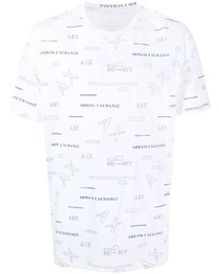 weißes bedrucktes T-Shirt mit einem Rundhalsausschnitt von Armani Exchange