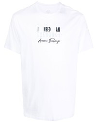 weißes bedrucktes T-Shirt mit einem Rundhalsausschnitt von Armani Exchange