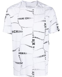 weißes bedrucktes T-Shirt mit einem Rundhalsausschnitt von Armani Exchange