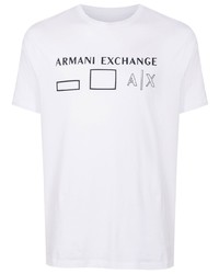 weißes bedrucktes T-Shirt mit einem Rundhalsausschnitt von Armani Exchange