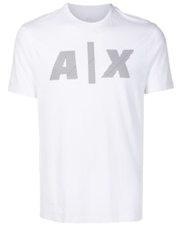 weißes bedrucktes T-Shirt mit einem Rundhalsausschnitt von Armani Exchange