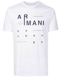 weißes bedrucktes T-Shirt mit einem Rundhalsausschnitt von Armani Exchange